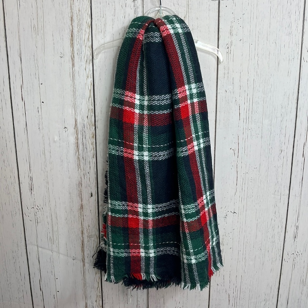 COPY - NWT Quagga Navy Plaid Blanket Wrap Scarf